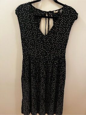 Roxy Black and White Polka Dot Backless V-Neck Dress - Flaw/As-Is - Size 8